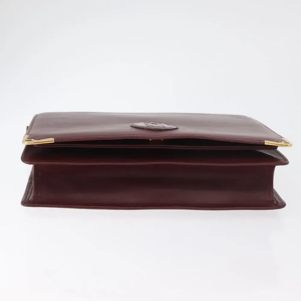 Cartier Leather Must Line Clutch Bag Bordeaux Gold
